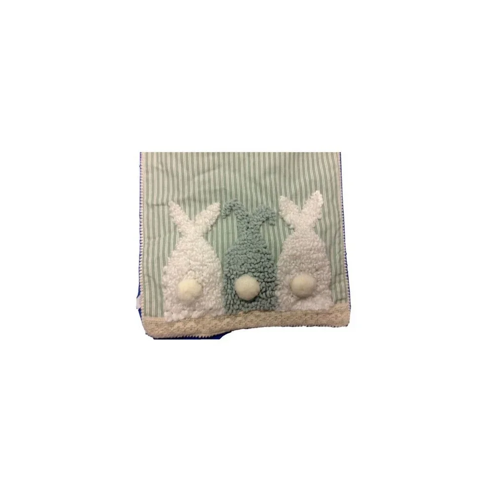 Rachel Ashwell Bunny Striped Kitchen Dining Table Runner Cotton Polyester Easter